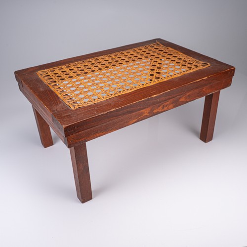 Wood footstool woven cane - footstool,