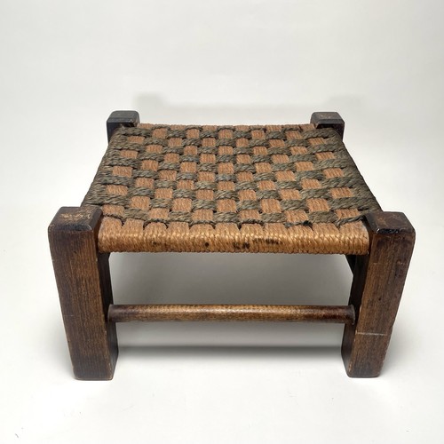 Vintage low wood footstool - vintage,