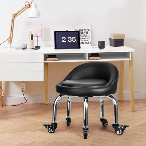 Rolling low stool with back - with,