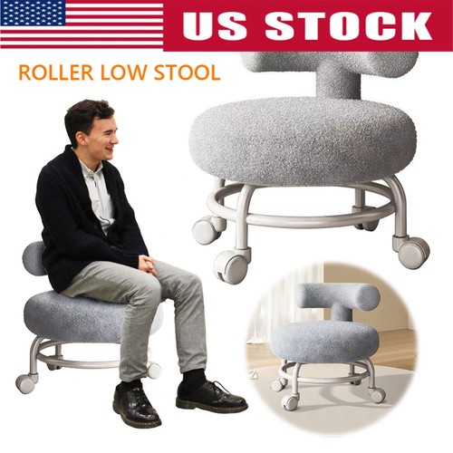 Low rolling stool with wheels - low,