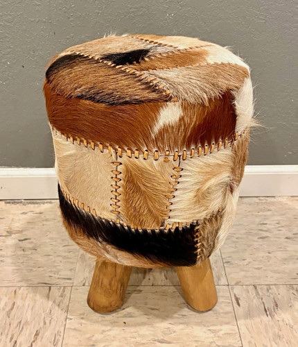 Round cowhide patchwork - round,