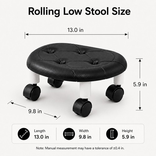 Black low rolling stool - low,